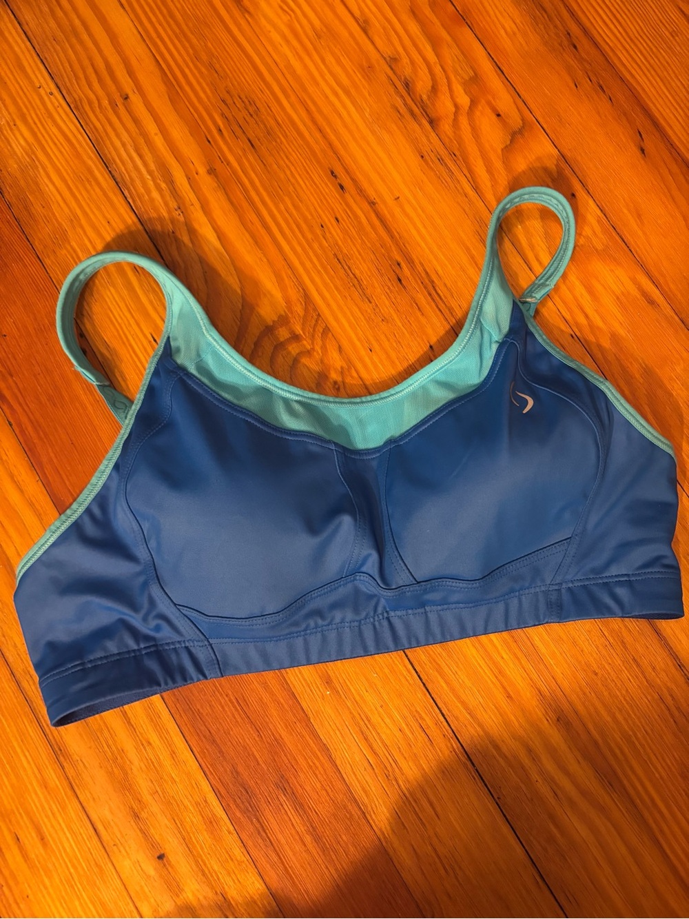 Moving Comfort Blue Sports Bra with Teal Trim